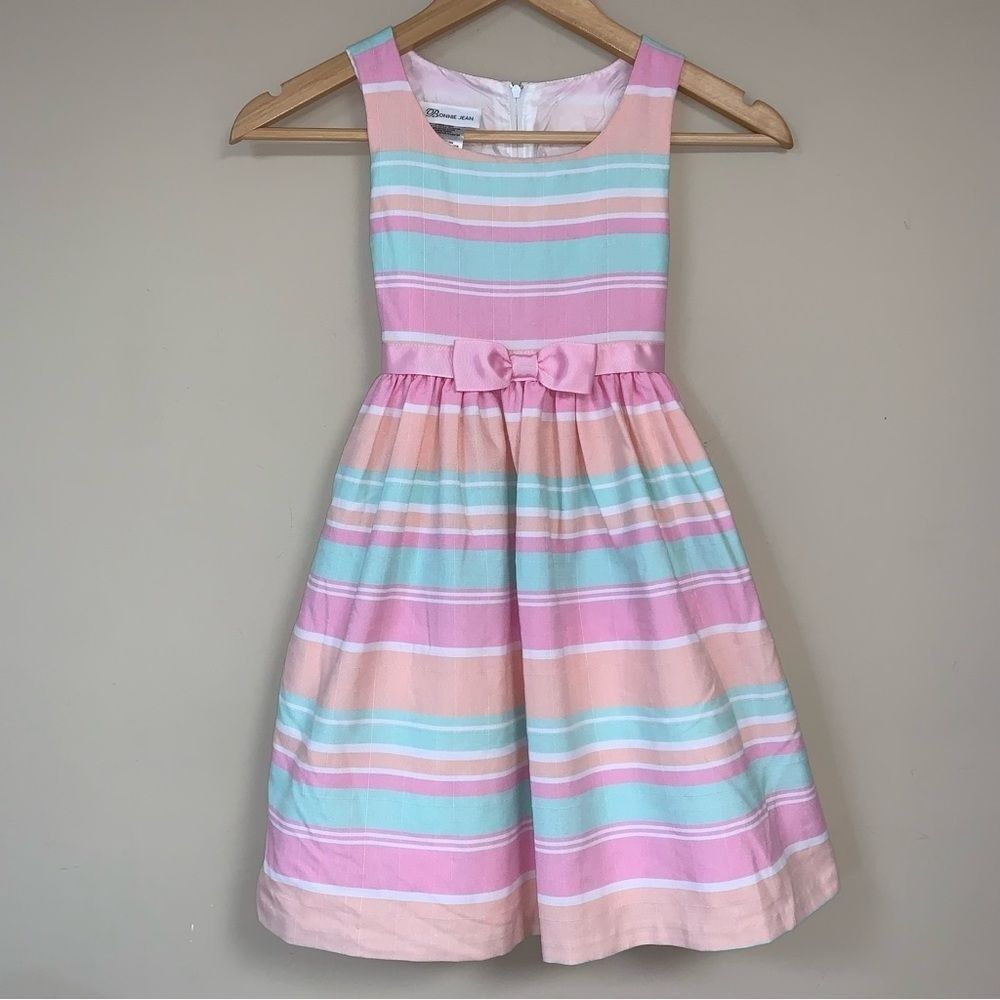 Bonnie Jean Dress 7 Striped Fit & Flare Party Holiday Formal Photoshoot Event